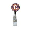 Carolines Treasures Letter C Chevron Blue and Orange No.3 Retractable Badge Reel CJ1060-CBR